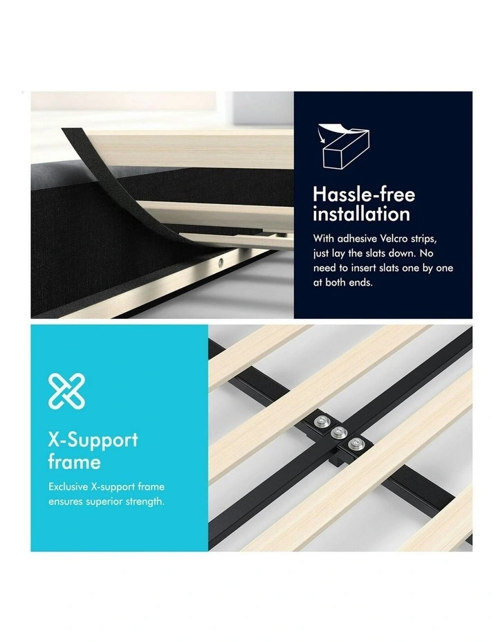 Queen Size Tufted Headboard Foundation Bed Frame in Grey image 6