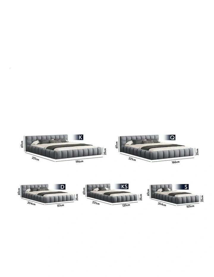 Queen Size Tufted Headboard Foundation Bed Frame in Grey image 7