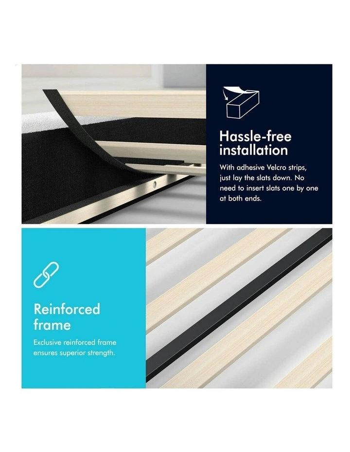 Single Size Tufted Headboard Foundation Bed Frame in White image 6