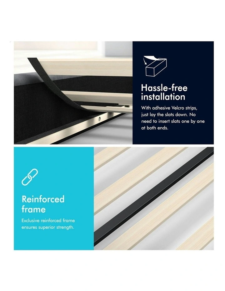 Single Size Tufted Headboard Foundation Bed Frame in Grey image 6