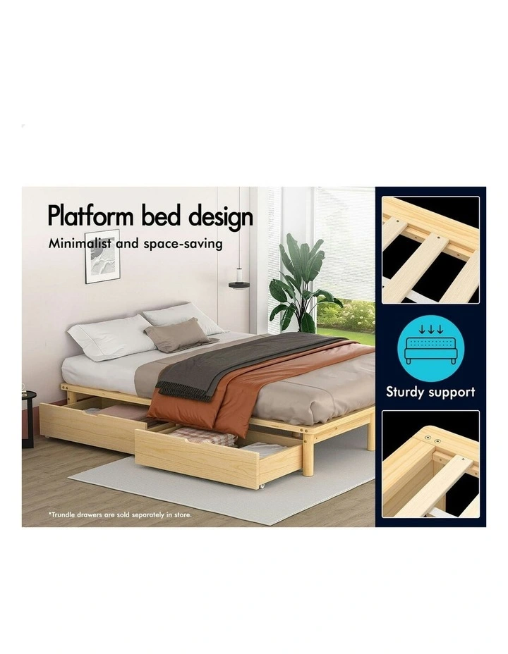 Wooden Timber King Size Mattress Bed Frame in Oak image 5