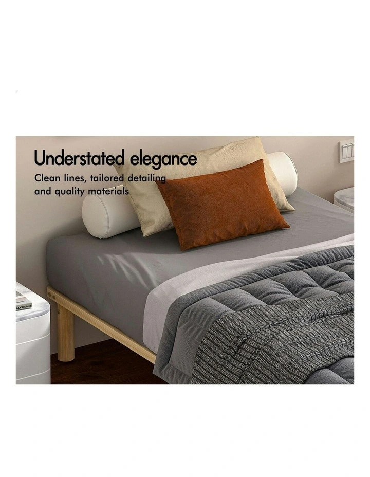 Wooden Timber Single Size Mattress Base Bed Frame in Brown image 4