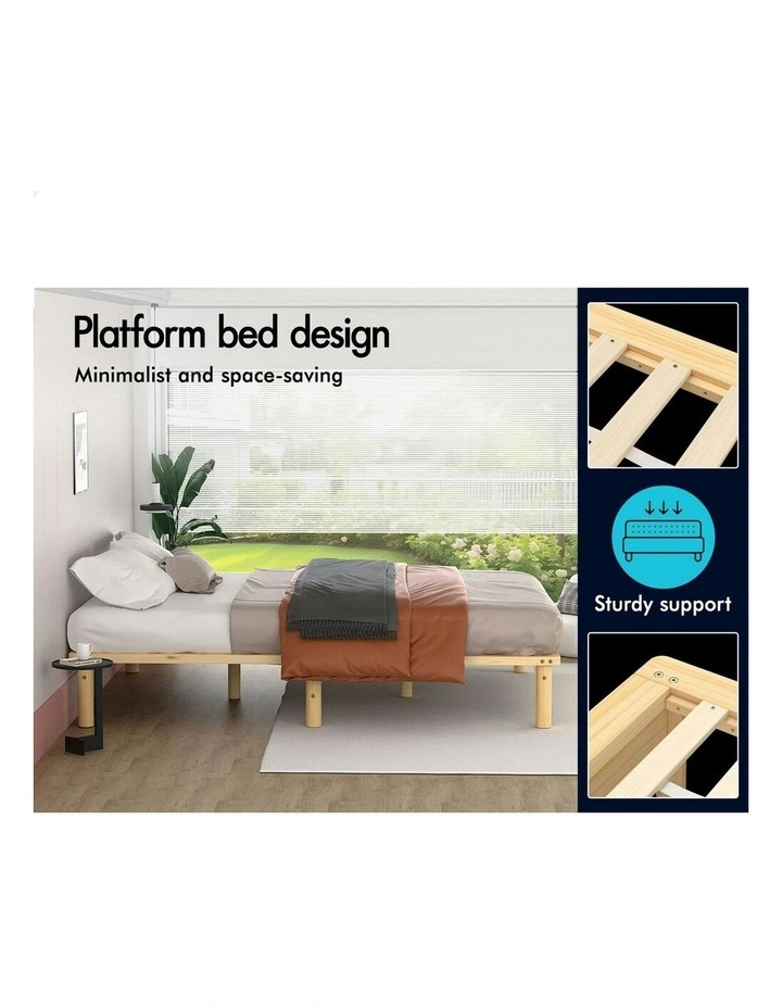 Wooden Timber Single Size Mattress Base Bed Frame in Brown image 5