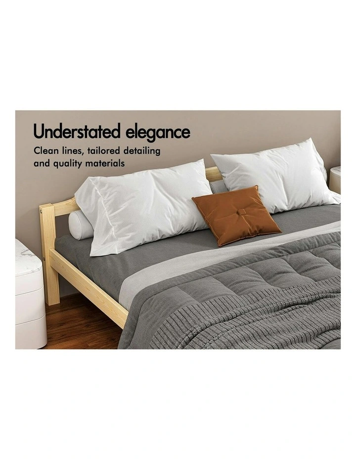 King Size Wooden Base Bed Frame in Brown image 4