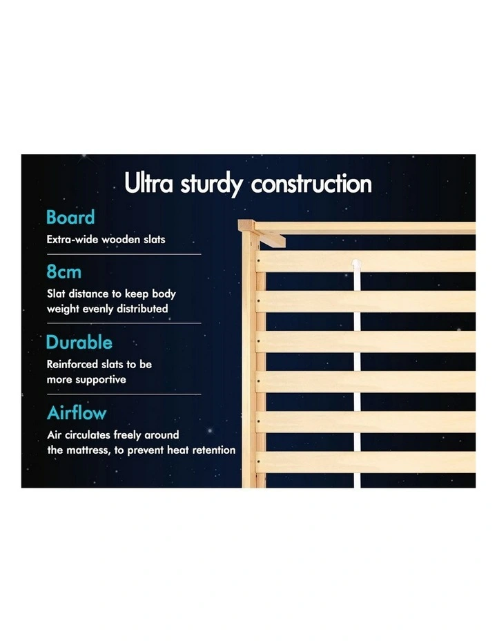 Queen Size Wooden Base Bed Frame in Brown image 7