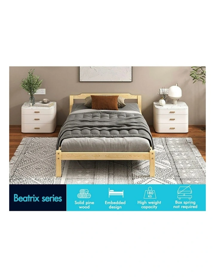 Single Size Wooden Base Bed Frame in Brown image 3