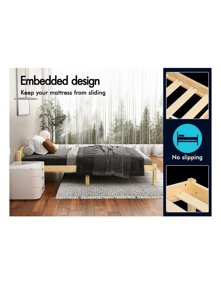 Single Size Wooden Base Bed Frame in Brown image 5