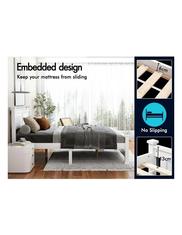 Double Size Wooden Base Bed Frame in White image 5