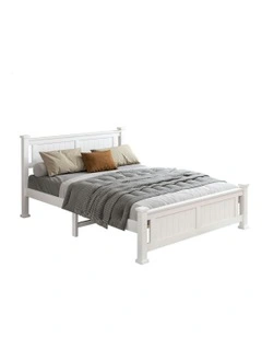 Wooden Timber King Size Mattress Base Bed Frame in White