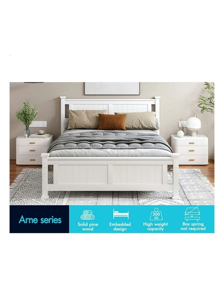 Wooden Timber King Size Mattress Base Bed Frame in White image 3