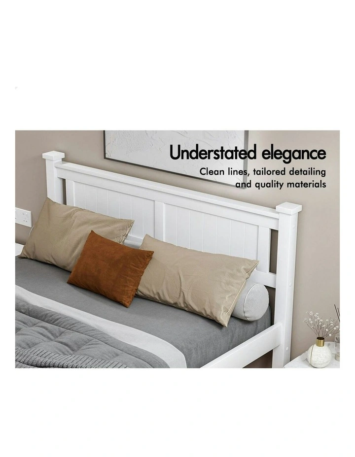 Wooden Timber King Size Mattress Base Bed Frame in White image 4