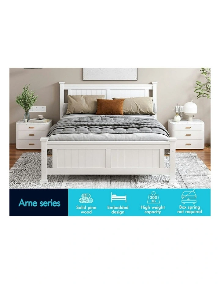 Queen Size Wooden Base Bed Frame in White image 3