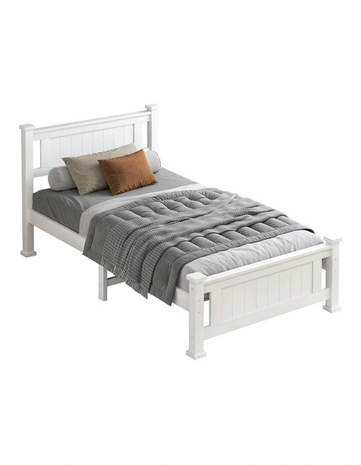 Single Size Wooden Base Bed Frame in White image 1