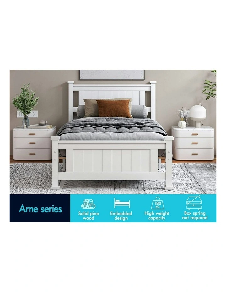 Single Size Wooden Base Bed Frame in White image 3