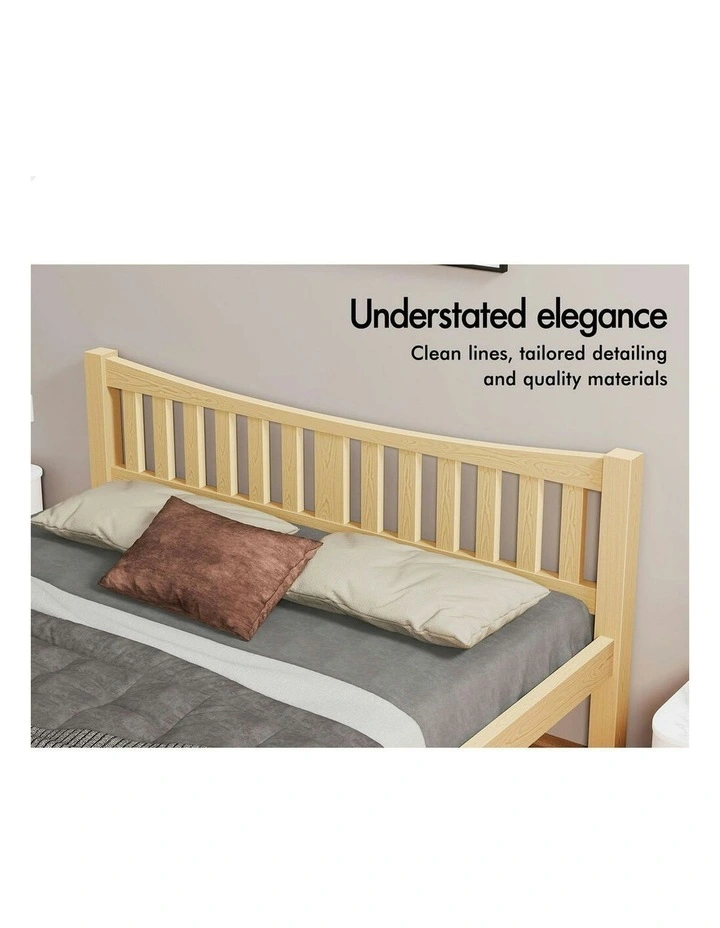 Wooden Double Size Solid Pine Timber Base Bed Frame in Brown image 4