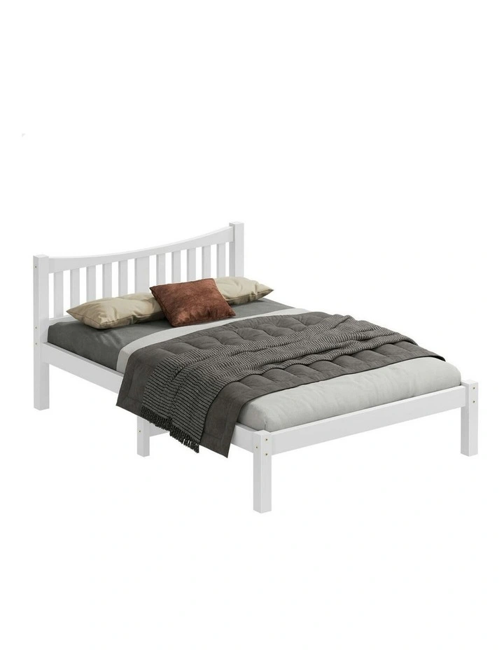 Wooden Double Size Solid Pine Timber Base Be Frame in White image 1