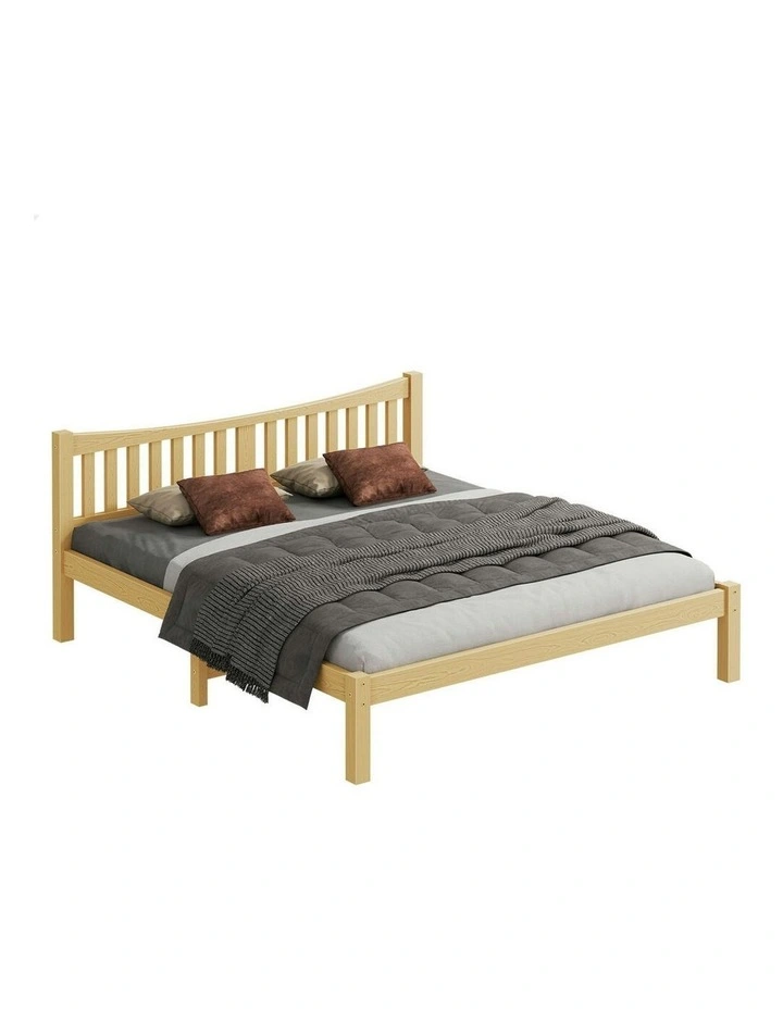 Wooden King Size Solid Pine Timber Base Bed Frame in Brown image 1