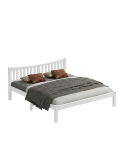 Wooden King Size Solid Pine Timber Base Bed Frame in White