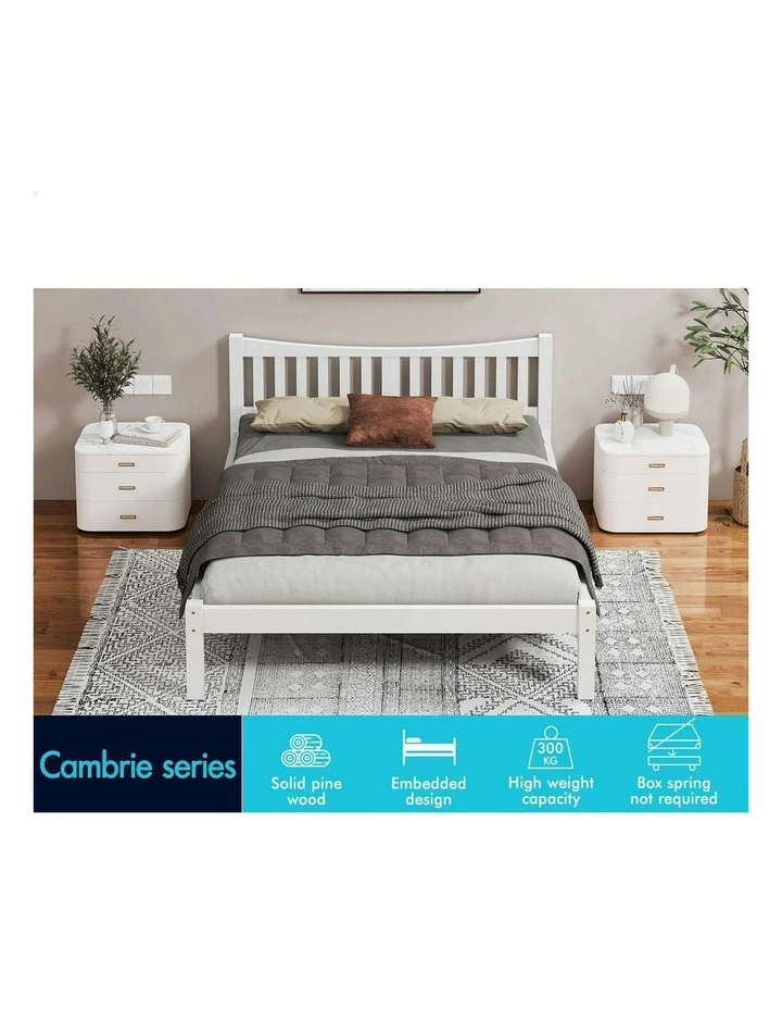 Wooden King Size Solid Pine Timber Base Bed Frame in White image 3