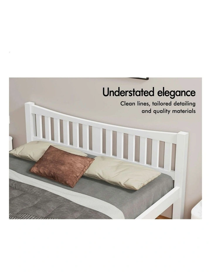 Wooden King Size Solid Pine Timber Base Bed Frame in White image 4