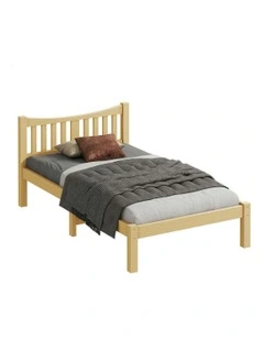 Wooden King Single Solid Pine Timber Base Bed Frame in Brown