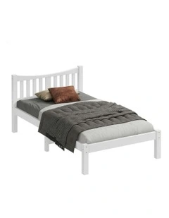Wooden King Single Solid Pine Timber Base Bed Frame in White