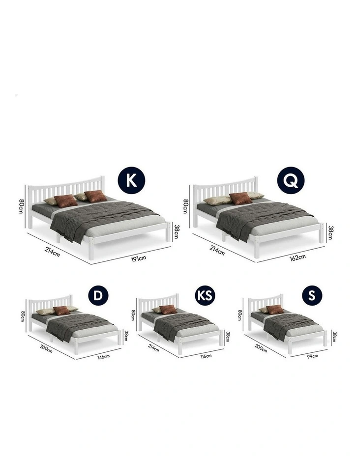 Wooden King Single Solid Pine Timber Base Bed Frame in White image 7
