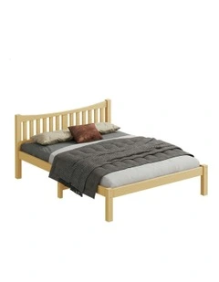 Wooden Queen Size Solid Pine Timber Base Bed Frame in Brown