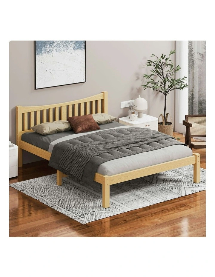 Wooden Queen Size Solid Pine Timber Base Bed Frame in Brown image 2