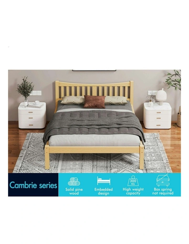 Wooden Queen Size Solid Pine Timber Base Bed Frame in Brown image 3