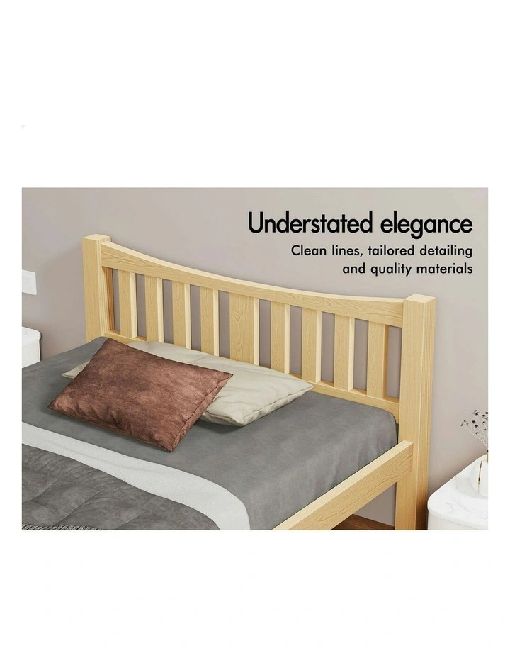 Wooden Single Size Solid Pine Timber Base Bed Frame in Brown image 4