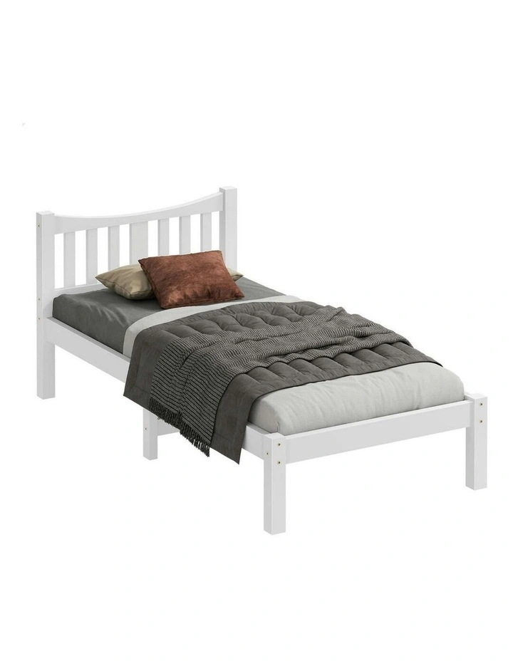 Wooden Single Size Solid Pine Timber Base Bed Frame in White image 1