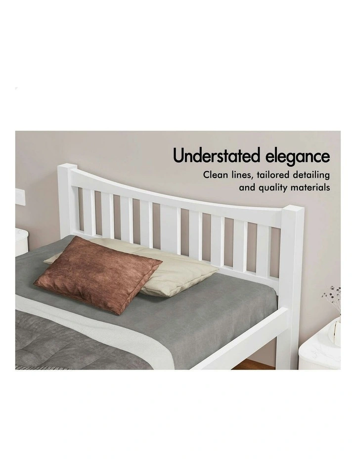 Wooden Single Size Solid Pine Timber Base Bed Frame in White image 4