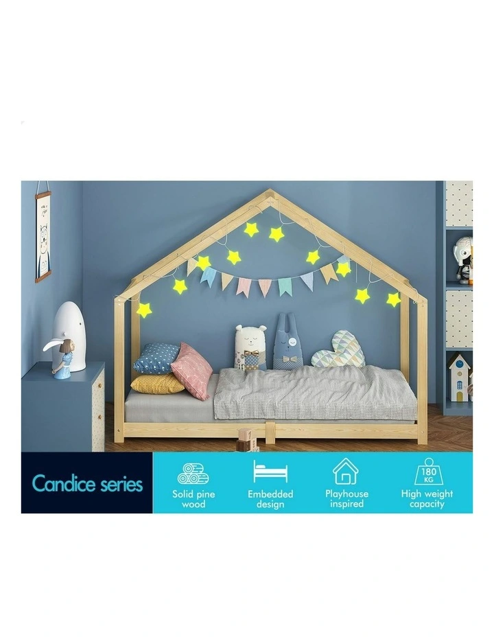 Wooden Single House Bed Frame in Oak image 3