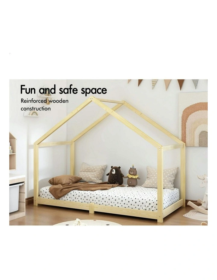 Wooden Single House Bed Frame in Oak image 4