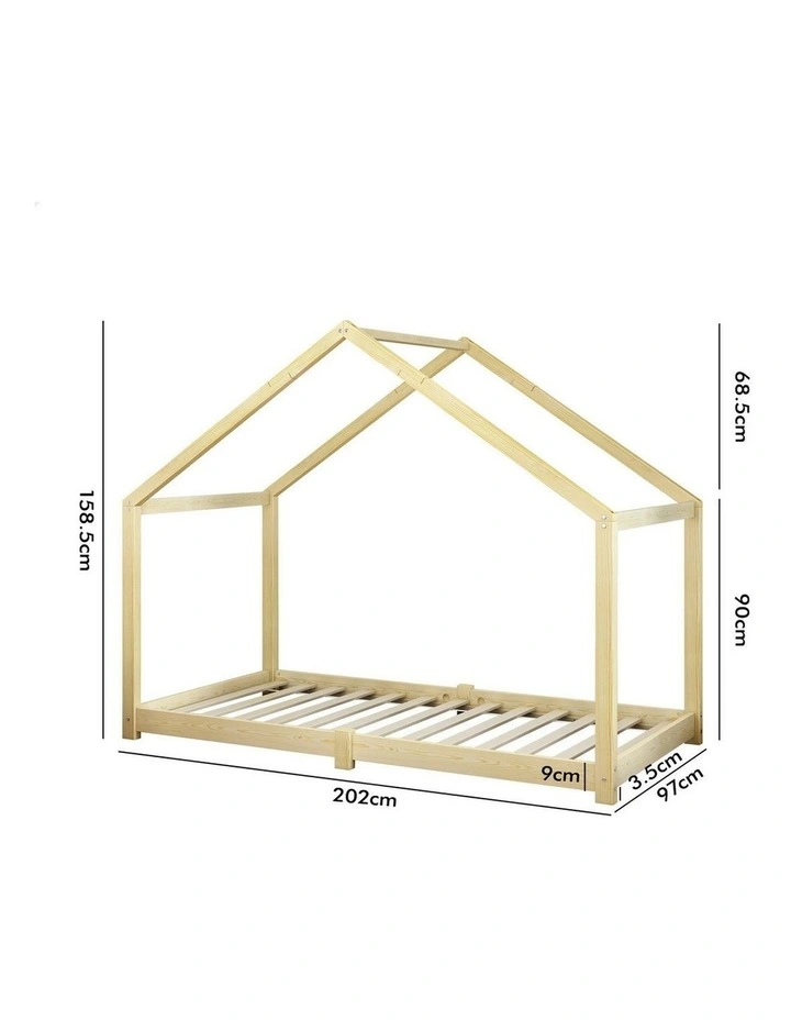 Wooden Single House Bed Frame in Oak image 6