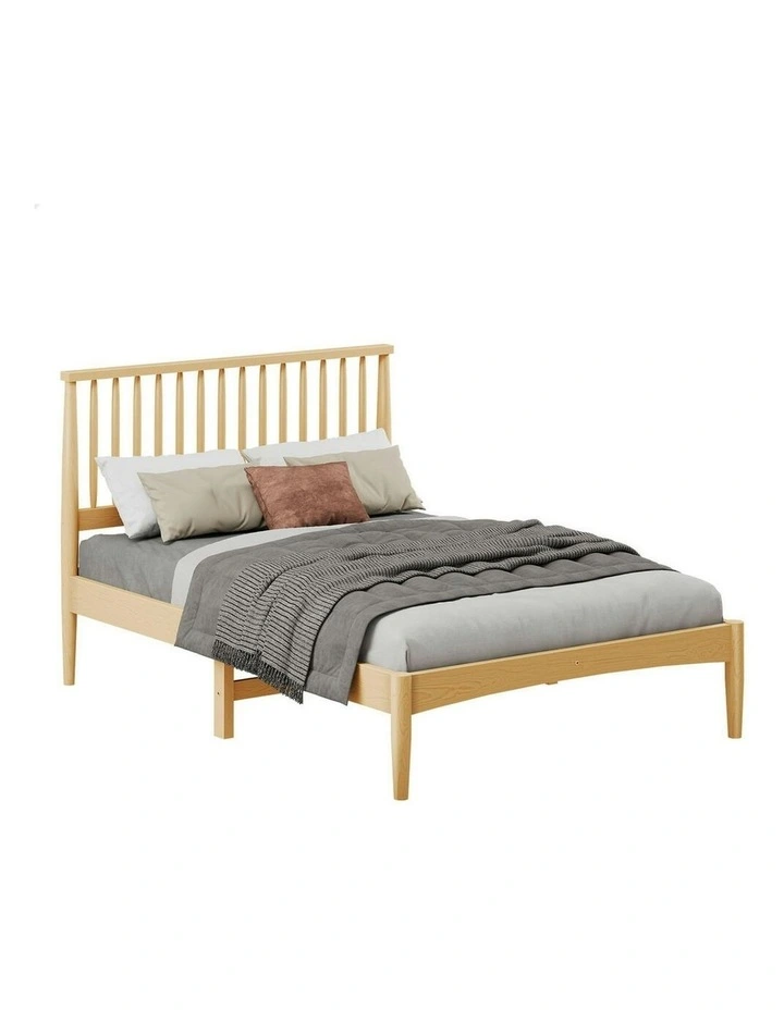 Wooden Double Size Timber Base Foundation Bed Frame in Oak image 1