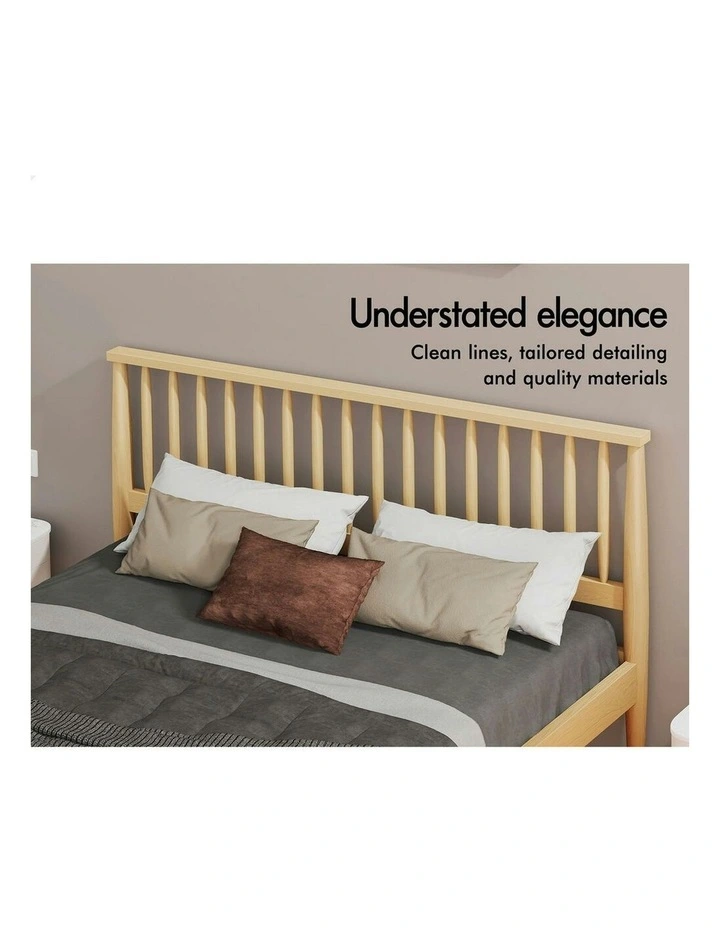 Wooden Double Size Timber Base Foundation Bed Frame in Oak image 4