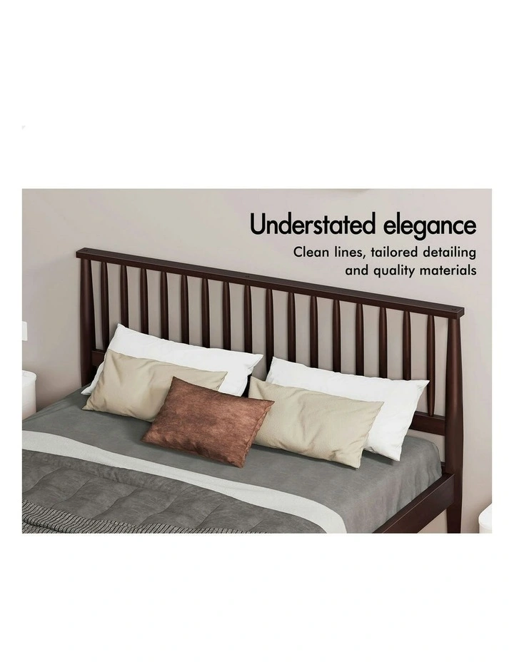 Wooden Double Size Timber Base Platform Bed Frame in Walnut image 4