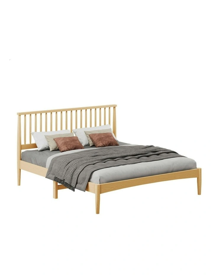 Wooden King Size Timber Base Foundation Bed Frame in Oak image 1