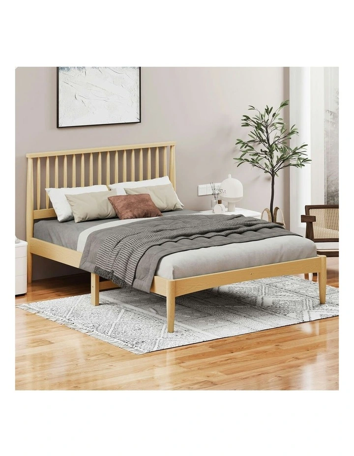 Wooden King Size Timber Base Foundation Bed Frame in Oak image 2
