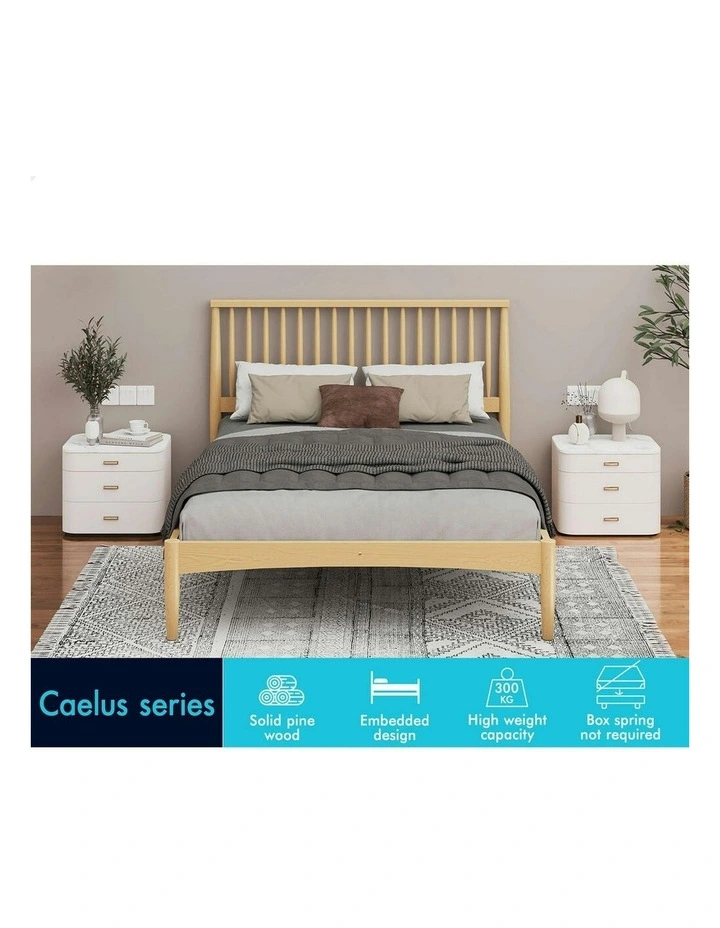 Wooden King Size Timber Base Foundation Bed Frame in Oak image 3