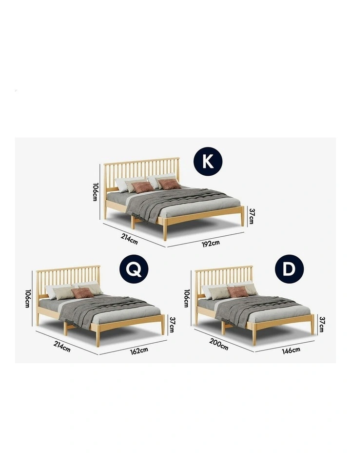 Wooden King Size Timber Base Foundation Bed Frame in Oak image 7
