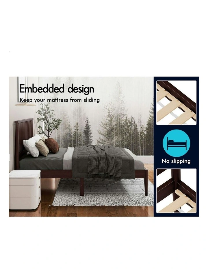 Wooden King Size Timber Base Platform Bed Frame in Walnut image 5