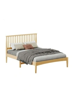 Wooden Queen Size Timber Base Foundation Bed Frame in Oak