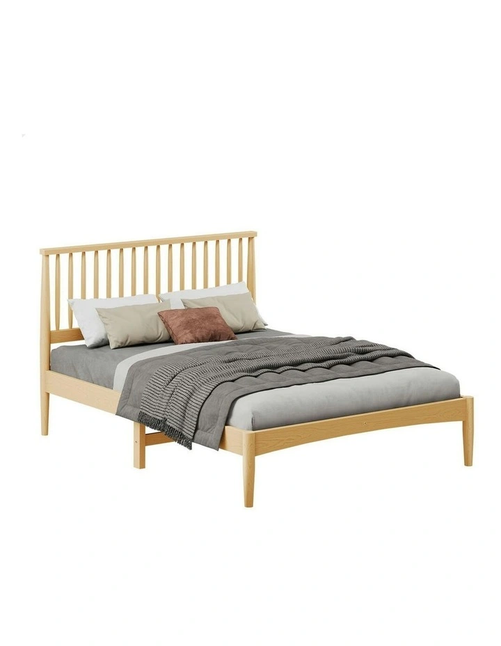 Wooden Queen Size Timber Base Foundation Bed Frame in Oak image 1