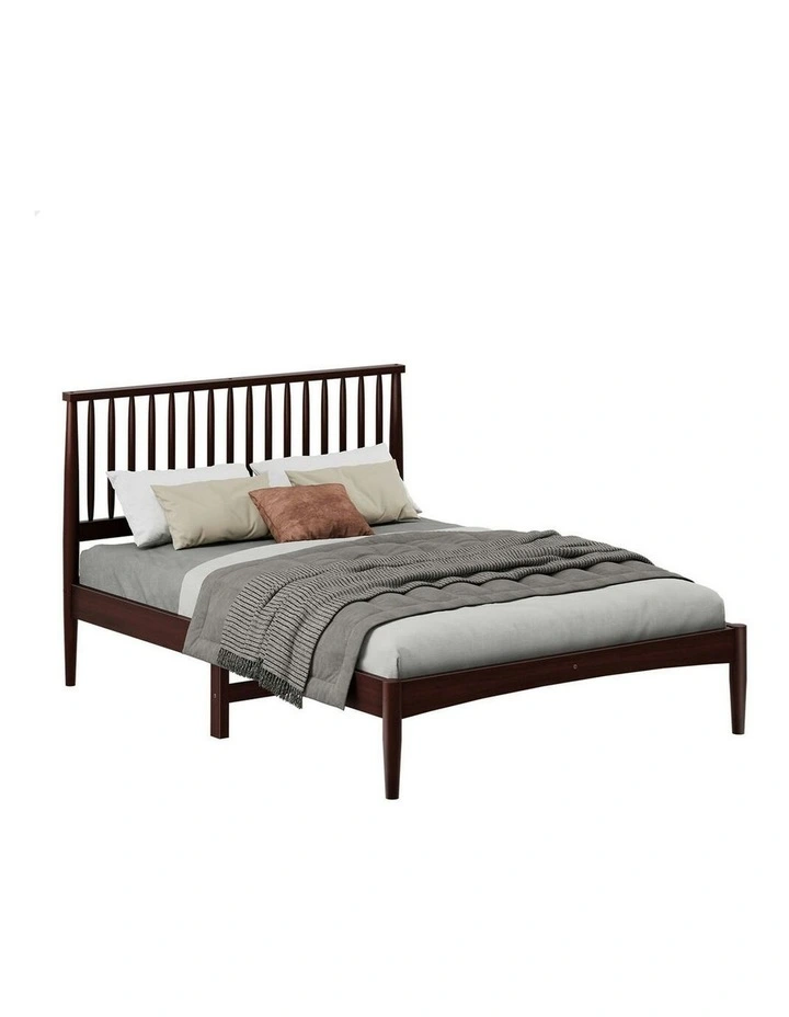 Wooden Queen Size Timber Base Platform Bed Frame in Walnut image 1