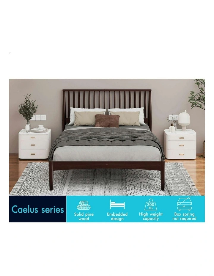 Wooden Queen Size Timber Base Platform Bed Frame in Walnut image 3