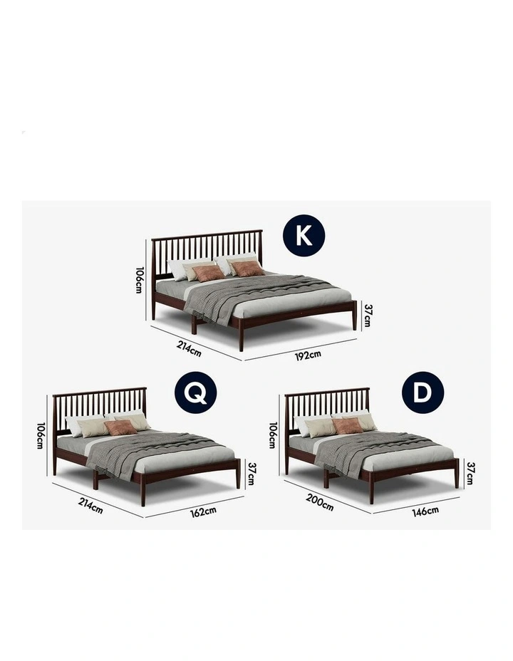 Wooden Queen Size Timber Base Platform Bed Frame in Walnut image 6