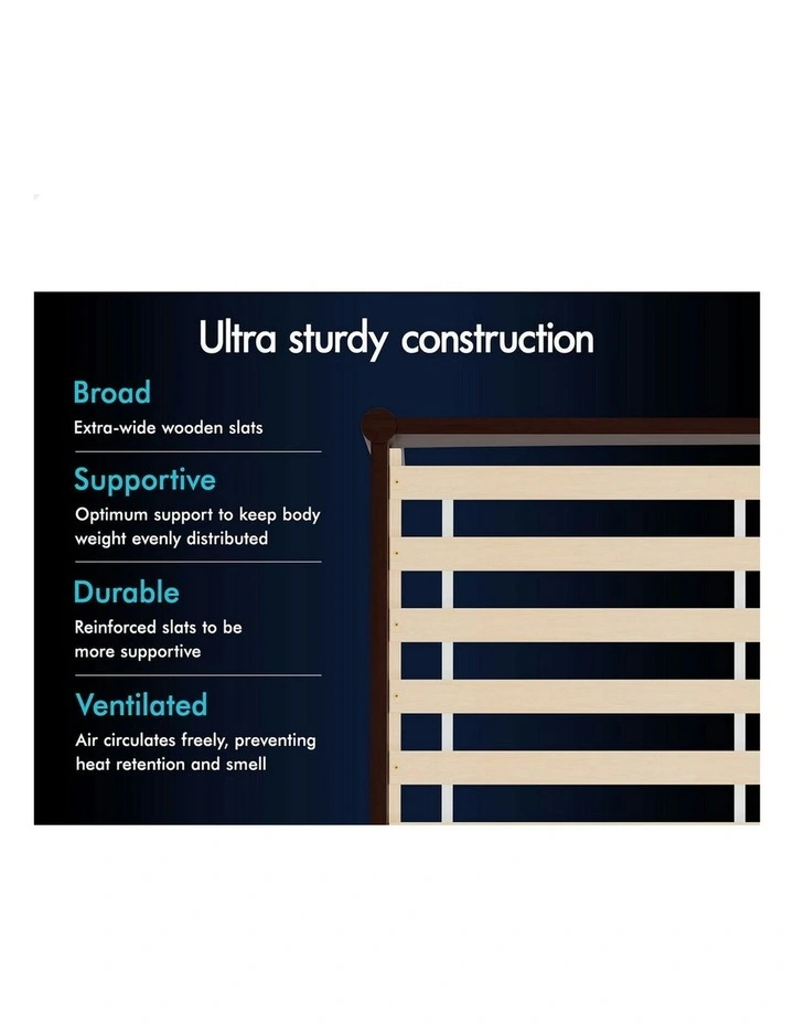 Wooden Queen Size Timber Base Platform Bed Frame in Walnut image 7